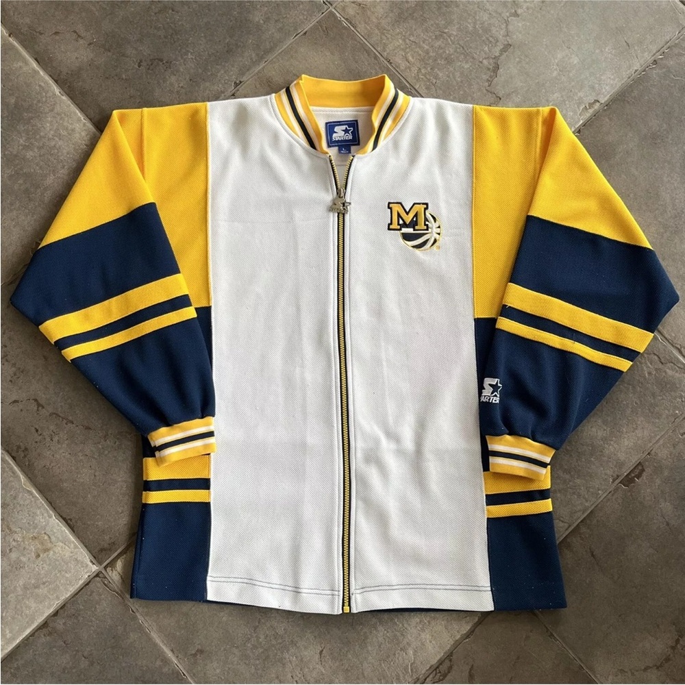 Vtg 90s Michigan Wolverines Basketball Warmup Jacket Mens L Starter Sweatshirt